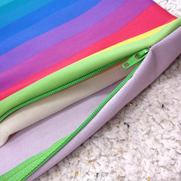 18" Rainbow Tassle Pillow Cover Reversible - Picture 7 of 9